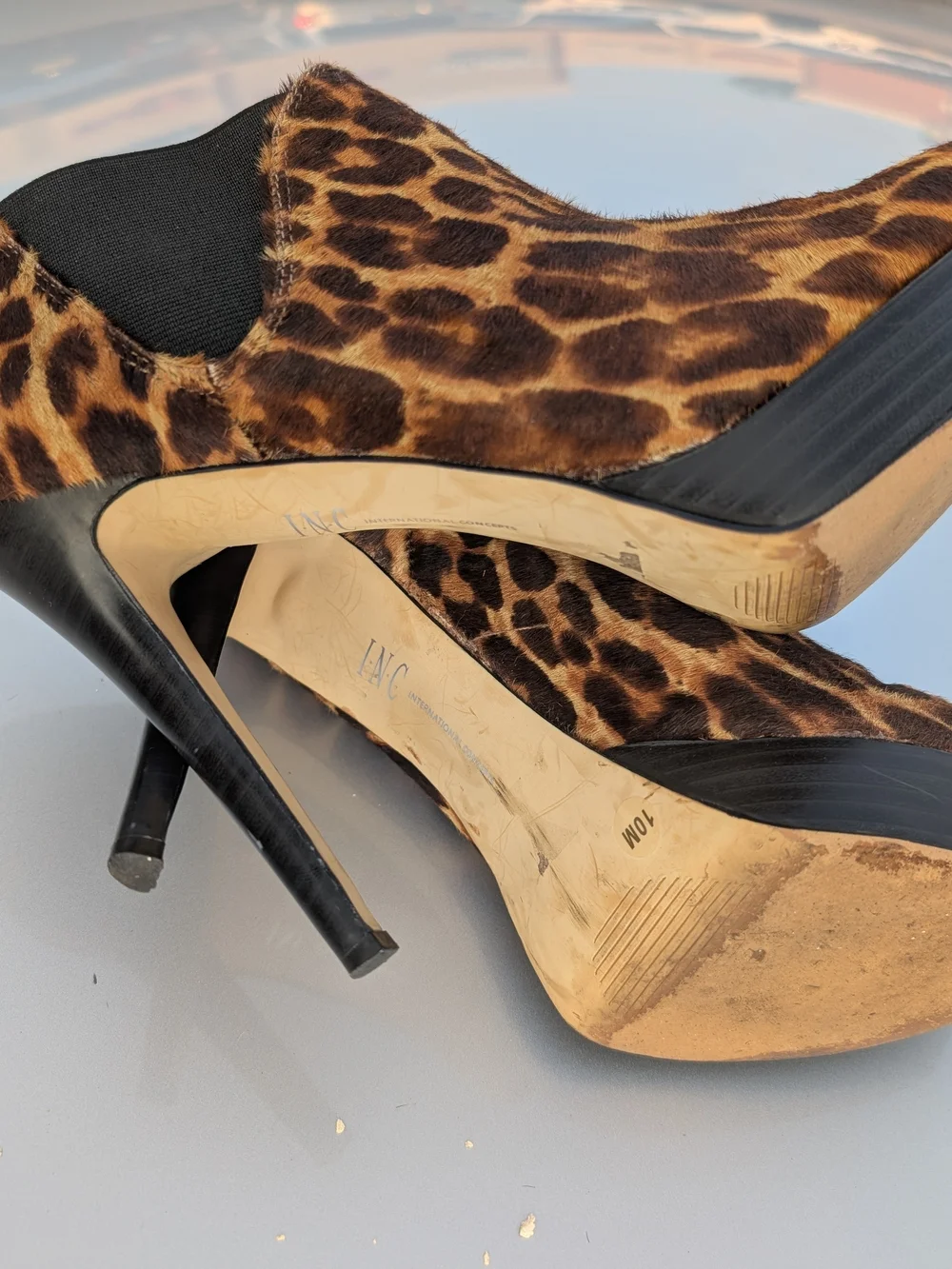 INC International Concepts Leopard Print Ankle Booties - Brown Black